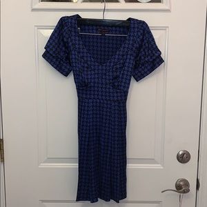 Betsey Johnson Blue Black Houndstooth Dress